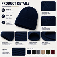 Casquette en tricot acrylique unisexe réglable avec broderie 3D personnalisée, 26 couleurs, bonnet chaud d'hiver, vente en gros promotionnelle