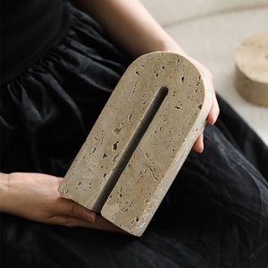 Adorno de Arco de Travertino Natural Grabado, Estilo Art <span class=keywords><strong>Deco</strong></span> Moderno y Lujoso de Stonekocc, para Hogar, Oficina, Escritorio o Mesa - Product Image 4