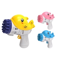 Pistolet à bulles électrique HTL Dolphin Dinosaur pour enfants, machine à bulles fonctionnant sur piles avec solution, jouet de fête en plein air