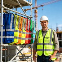 Gilet de sécurité réfléchissant vert fluorescent haute visibilité imprimé sur mesure pour événements et activités promotionnelles avec logo personnalisé