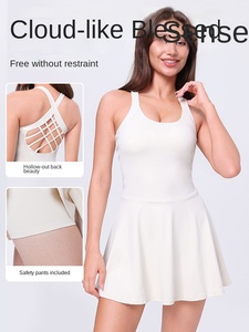 Aoyema gaun Badminton Emas punggung cantik, gaun Jumpsuit kebugaran dengan celana pendek leher U modis, pakaian tenis kecantikan - Product Image 4