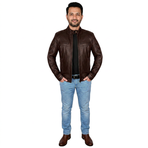 Finer Threads <b>Men's</b> Custom Vintage Varsity <b>Jacket</b> with Embroidery Breathable Cow Skin <b>Leather</b> High Street Style - Product Image 1