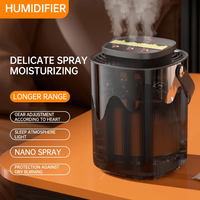 Humidificateur intelligent USB de grande capacité 3L avec veilleuse et hygromètre pour chambre à coucher, bureau, rechargeable