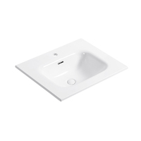 Robinet de lavabo moderne à trou unique en céramique à bord fin, à poser sur le dessus, pour salle de bain, hôtel, villa, appartement, blanc, rectangulaire