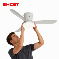 Ventilateur de plafond avec lumière et télécommande pour la maison, moteur DC en cuivre, blanc