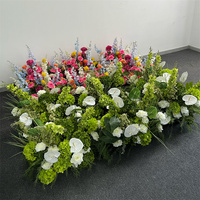Centre de table floral vert populaire pour mariage, Hortensia vert artificiel, Anthurium blanc, Fleur d'allée de mariage pour la décoration d'événements