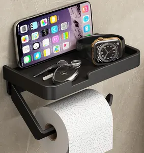 Boîte de rangement pour papier toilette, support mural moderne pour téléphone, support de rouleau de papier toilette avec étagère