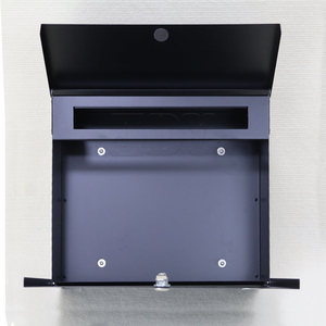 Outdoor Modern Wall-mounted Steel <strong>Mailbox</strong> Black Metal Letterbox with <strong>Column</strong>