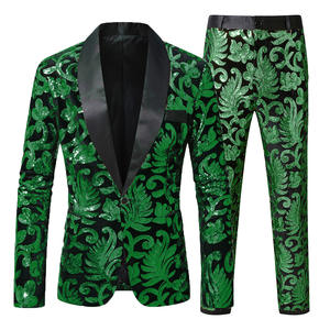 2026 nouveau KJ paillettes velours série hommes châle revers Blazer fleurs paillettes costume veste <span class=keywords><strong>DJ</strong></span> Club chanteur vêtements or conceptions noir - Product Image 4