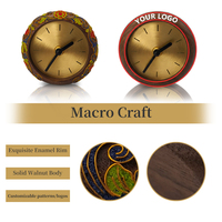 Horloge en bois de noyer émaillée cloisonnée, horloge de table vintage faite à la main, artisanat décoratif pour la maison