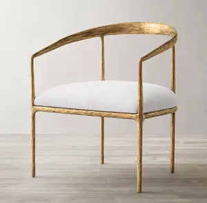 Sassanid OEM Мебель для гостиной Ручная ковка металлическое изогнутое кресло Золотой винтажный роскошный стул