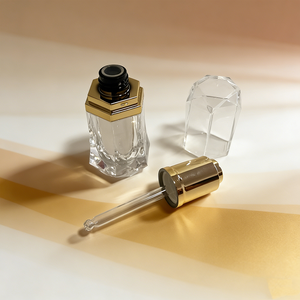 Botella de Aceite Transparente de Plástico Acrílico de Lujo de 10 ml con Gotero Dorado para Aceite Esencial - Product Image 4