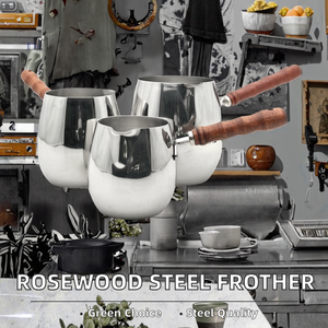 Factory Sale Modern Italian-Style Stainless Steel Eco-Friendly Fancy Rosewood Handle Milk Frothing Cup for Coffee and <b>Tea</b> <b>Set</b> - Product Image 2