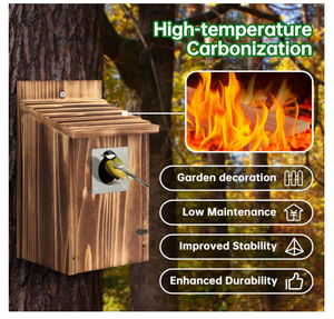 Grande maison d'oiseau en bois de qualité supérieure de style de luxe pour l'extérieur et l'intérieur Motif solide pour les chalets de jardin - Product Image 3