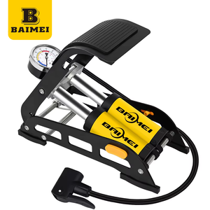 <span class=keywords><strong>Pompe</strong></span> à <span class=keywords><strong>pied</strong></span> haute pression portable BAIMEI 160 PSI avec manomètre, étanche et durable pour voitures/motos - Matériau en alliage d'acier - Product Image 1