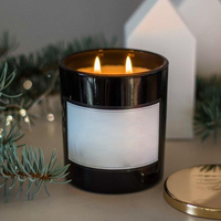 Bougie Pilier Parfumée Artisanale en Cire de Soja Sans Fumée à 2 Mèches, en Coupe Noire, Marque Privée Fresh Air, Décoration Maison, Luxe, Fêtes, Diwali