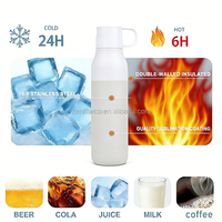 Bouteille isotherme de voyage en acier inoxydable 304 au design moderne, 500 ml, avec poignée portable, bec verseur et couvercle à rabat