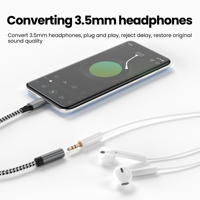 Adaptador de Auriculares USB-C a 3.5mm, Cable de Audio Tipo-C con Trenzado de Nailon para Audio de Alta Fidelidad