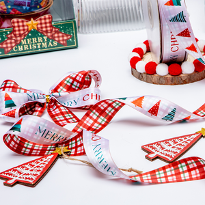 Cinta de Poliéster de Doble Cara de 1.5 Pulgadas (4cm), Rollo de 100 Yardas, Impresión a Doble Cara para Envolver Regalos de Navidad, Floristería - Product Image 1