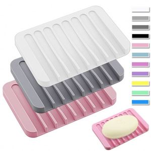 Hot Selling Eco-friendly Modern Self Draining Silicone Soap Tray & Holder with <b>Shower</b> <b>Storage</b> for Bathroom - Product Image 2