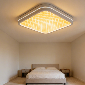 Plafonnier carré moderne en plastique pour intérieur, avec <span class=keywords><strong>ampoule</strong></span> LED 3 CCT, douille remplaçable E27/E26/B22, télécommande AC, IP20 - Product Image 5