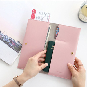 Korean PU leather <b>passport</b> holder, anti-RFID business travel document holder, fresh and stylish long <b>wallet</b>/<b>passport</b> holder - Product Image 5
