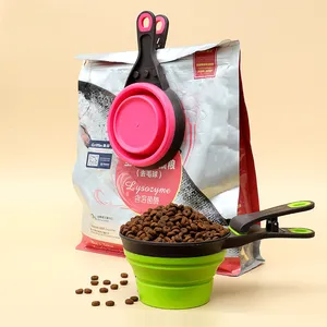 Hersteller Großhandel Faltbare Silikon Pet Bowl Faltbare Lebensmittel Löffel kann Getreide beutel Wasserschale Messbecher Outdoor Portable halten