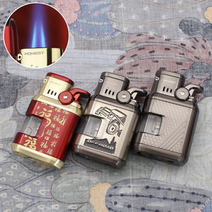 Encendedor de Cigarrillos Honest Xique 1 Nuevo, Doble Chorro, Metálico, con Ventana Visible, Inflable, Resistente al Viento, Diseño Moderno, Combustible Butano Tianbo-3 - Product Image 3