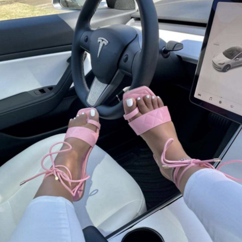 Женские шлепанцы на платформе, однотонные летние сандалии со шнуровкой и нейлоновой веревкой, 2021