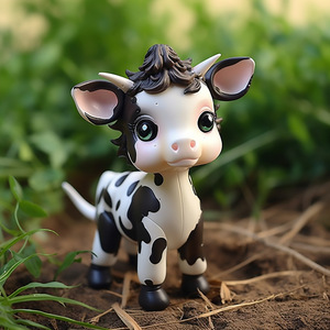PVC Cow Figurine <b>Doll</b> 3.9in Glossy Finish Indoor Kid Room Decor Toy - Product Image 1