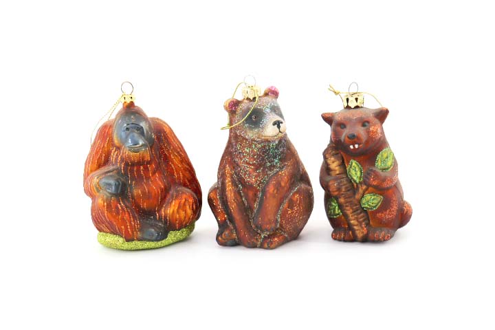 Украшение для рождественской елки, стеклянные шары, животное, орангутан, медведь, подвесное внутреннее украшение для вечеринки, для дома, праздника, рождественские подарки