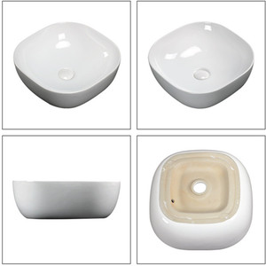 Lavabo en céramique élégant blanc brillant à poser, avec finition nano sans joint, résistant aux rayures, pour projets hôteliers - Product Image 1