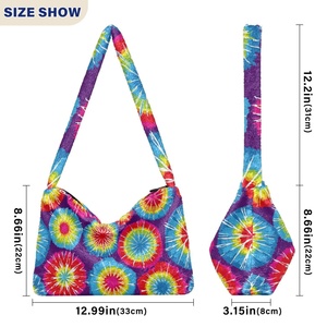 Women's Plush Underarm Shoulder <b>Bag</b> Female Winter Tie Dye Print Leopard Pattern Fluffy <b>Mini</b> <b>Tote</b> <b>Bag</b> - Product Image 2