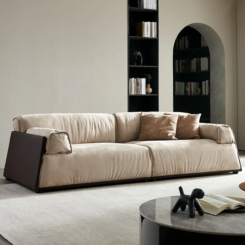MEIJIA-Conjunto de sofás de terciopelo para el hogar, muebles de lujo de diseño americano, de cuero, para sala de estar