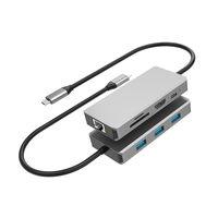 USB3.0 8 In 1 USB HUB Adaptor Multiport RJ45 1000M Ethernet TF/SD Card Reader Multifungsi Mendukung Stasiun Docking Tipe C