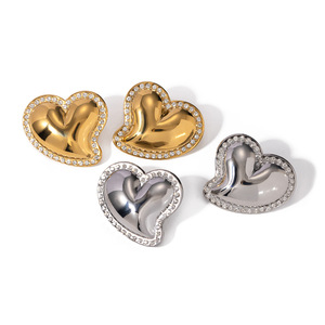 China Manufacturer Stainless Steel <b>Stud</b> <b>Earrings</b> 18K Gold Plated Cubic Zirconia Heart <b>Stud</b> <b>Earrings</b> for Women - Product Image 5