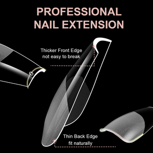 Boîte de 600 faux ongles trapézoïdaux courts semi-translucides sans trace, populaires pour l'extension d'ongles, motif carré pour doigts, style français - Product Image 3
