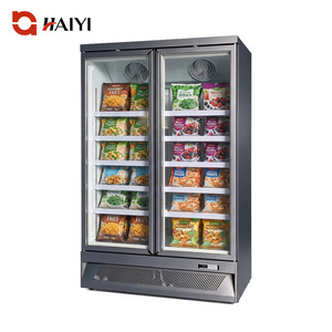 Congélateur vertical commercial à double porte avec contrôle numérique, étagères réglables, équipement de congélation à porte vitrée verticale - Product Image 1
