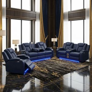 Fauteuil inclinable modulaire Frank Luxury Power en cuir écologique, réglable électriquement, avec fonction de charge sans fil, idéal pour la maison - Product Image 2