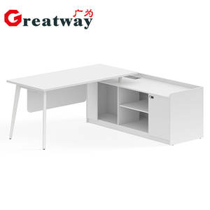 グレートウェイ モダンマネージャーデスク 新デザイン オフィスデスク キャスター付き オフィスホワイト ノベルティメタルスタイル表面 静電気防止梱包 - Product Image 3