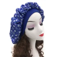 Blu ragazze di usura testa di seta a pelo raso cuffie con fascia elastica delle donne dei capelli del progettista cofano di copertura dei capelli