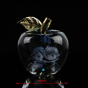 Valentine's Day Wedding Gift <strong>Set</strong> Glass <strong>Crystal</strong> 3D Laser Engraved LED Apple Custom - Product Image 2