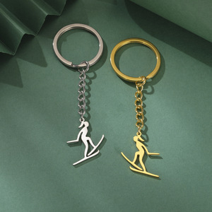 Nueva moda esquí llavero doble tablero esquí trineo deportes llaveros bolsa <span class=keywords><strong>de</strong></span> acero inoxidable coche llavero accesorios joyería regalo - Product Image 2