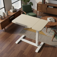 Escritorio Móvil Ajustable en Altura para Portátil, Mesa Auxiliar Plegable para Cama, Mesa Auxiliar Rodante para Sofá, para Dormitorio, Estudio, Sala de Estar