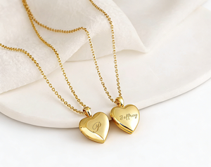 Qiuhan Personalized Gold Plated Heart Locket Necklace with Photo Tiny Memorial Gift for Her <strong>Best</strong> Friend &amp; <strong>Mum</strong> - Product Image 2