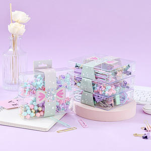 مخصص لون الماكرون مجموعة أربع خلايا مشبك ورقي تذكرة مجموعة تجليد المكتب توريد المصنع مباشرة Pushpin معدني - Product Image 4