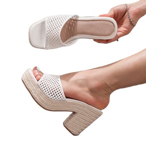 Women's Summer Outdoor Hemp Rope <b>Wedge</b> <b>Heel</b> Platform Thick Sole Slip-On Open Toe Sandals - Product Image 1
