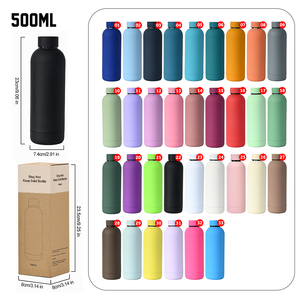 Botella Deportiva de Agua con Aislamiento Térmico de Acero Inoxidable, Personalizada con Logotipo, 500 ml, Tacto Suave, Botella de Vacío para Bebidas Deportivas - Product Image 6