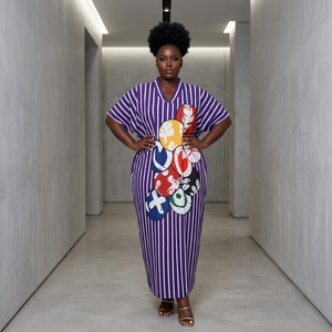 Abito lungo da sera africano da donna, taglie forti, estivo, ricamato, in pizzo Bazin, anti-chiffon, stile Kaftan Boubou - Grande offerta - Product Image 4