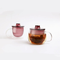 Tasse à thé en verre borosilicate de haute qualité, vente en gros d'usine, avec infuseur, double usage, poignée épaisse, capacité 350 ml, style minimaliste
